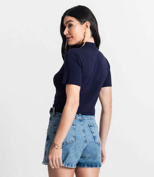 Blusa Feminina Gola Alta Select Azul
