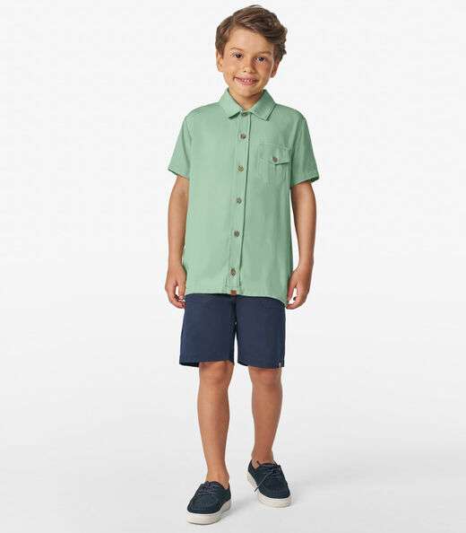 Bermuda Infantil em Sarja Cotton Trick Nick Azul