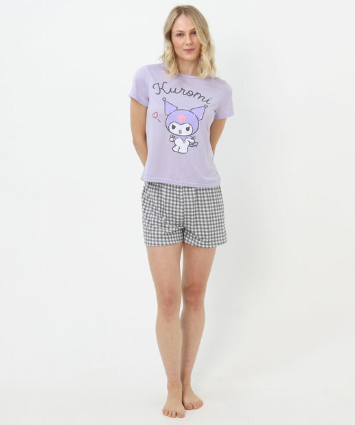 Pijama Feminino Kuromi Sanrio Lilás