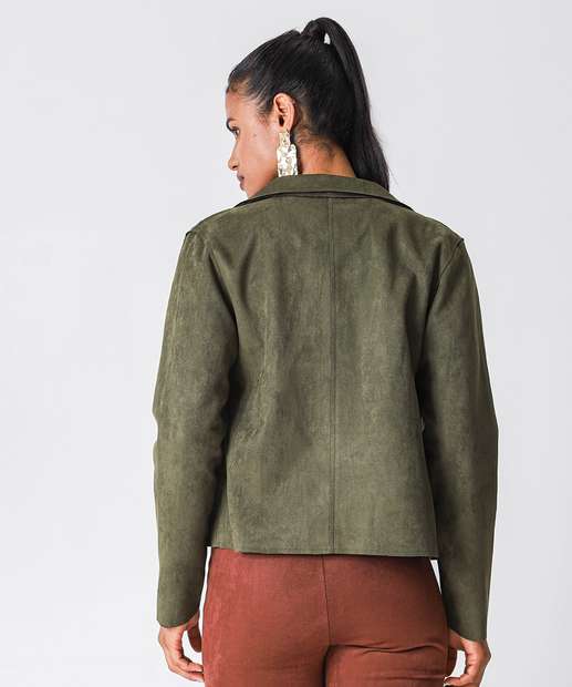 Jaqueta Feminina Biker Suede Marisa Verde