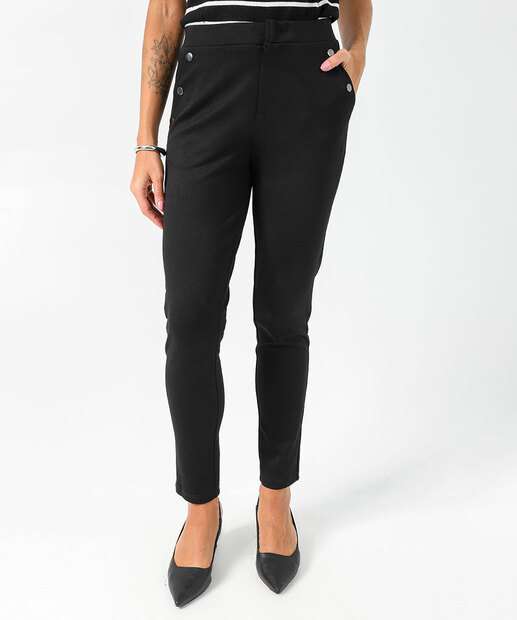 Calça Feminina Legging Botões Bolsos Marisa Preto