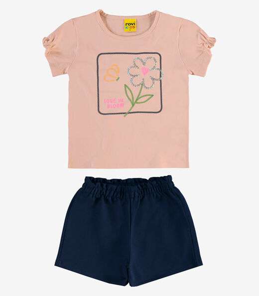 Conjunto Infantil Blusa com Shorts Rovi Kids Rosa