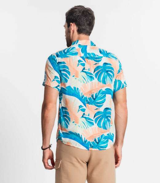 Camisa Masculina Florida Com Botões Select Azul