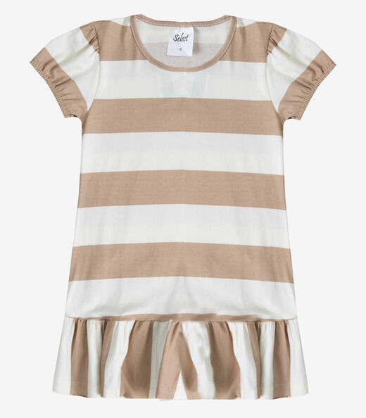 Vestido Infantil Menina Em Cotton Leve Select Bege