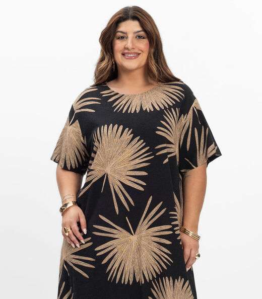 Vestido Super Midi Feminino Plus Size Secert Glam Preto