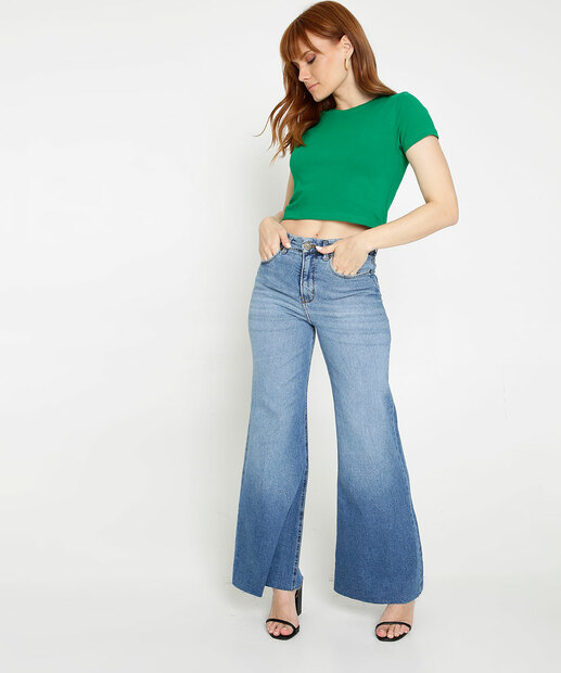 Blusa Cropped Feminina Cotton Manga Curta Marisa
