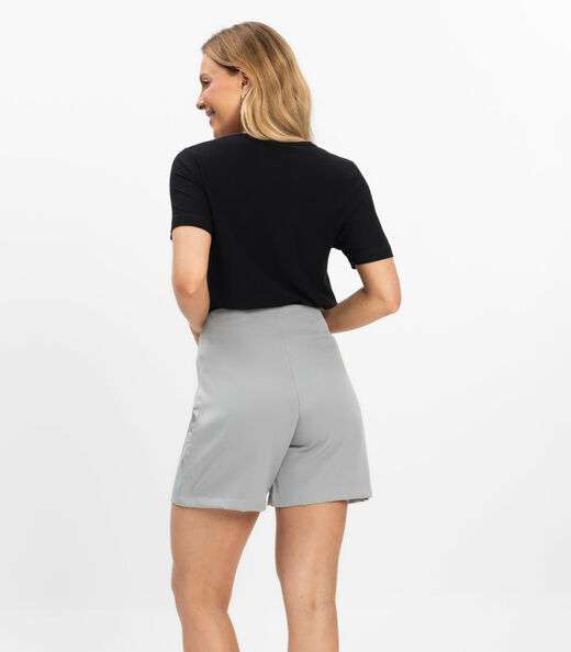 Shorts Feminino Alfaiataria Cós Reto Renaluci Cinza