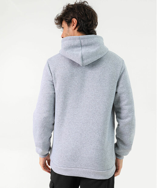 Blusão Masculino Moletom Capuz Estampado Marisa Cinza