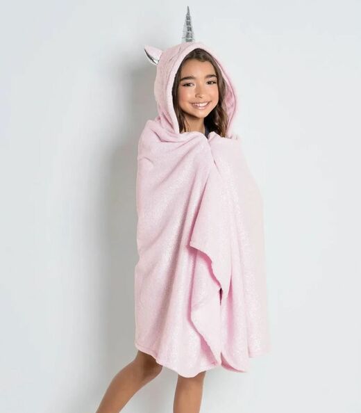 Image_Manta Infantil Com Touca Lar E Lazer Rosa