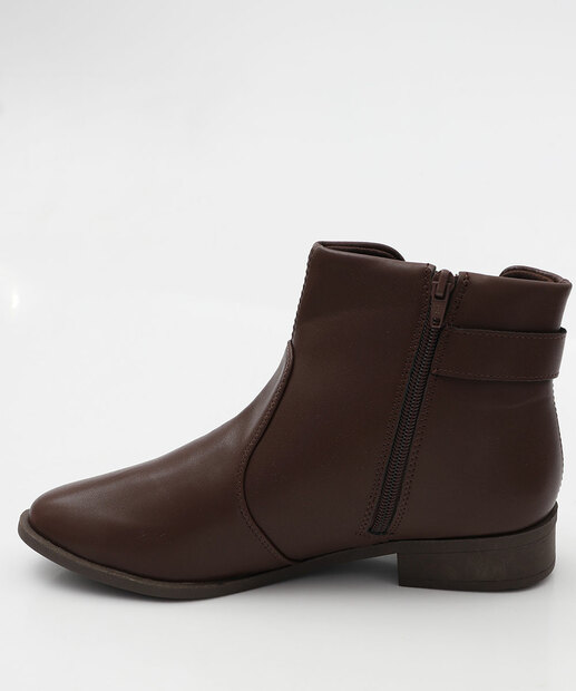 Bota Feminina Fivela Cano Curto Via Uno Marrom