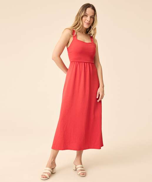 Vestido Midi Feminino Alças Largas Marisa
