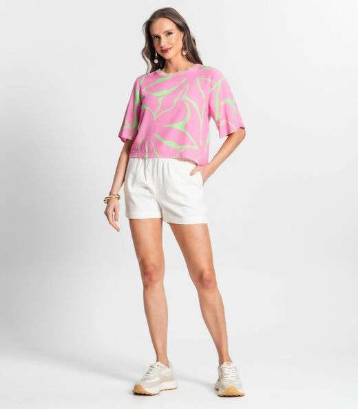 Blusa De Viscose Khyara Estampada Feminina Endless Rosa