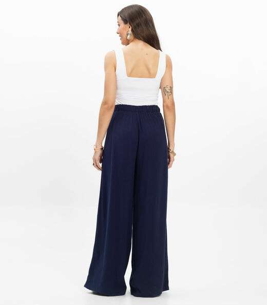 Calça Feminina Pantalona Lisa Select Azul