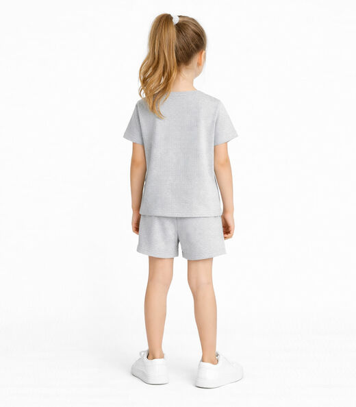 Conjunto Infantil Feminino Blusa E Short Select Cinza