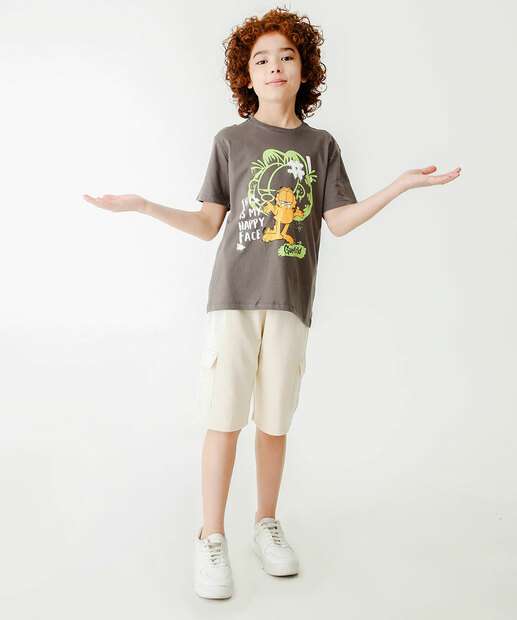Camiseta Juvenil Manga Curta Garfield Tam 10 a 16 