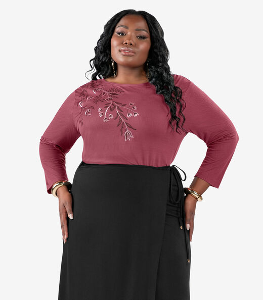 Image_Busa De Manga Longa Bordado Plus Size Secret Glam Vermelho