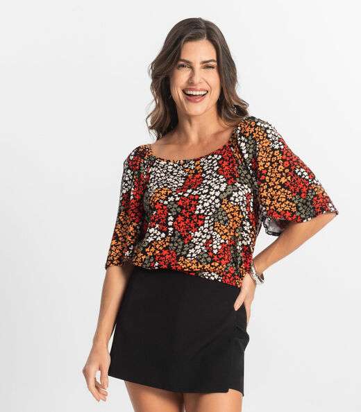 Image_Blusa Feminina Manga Curta Select Laranja