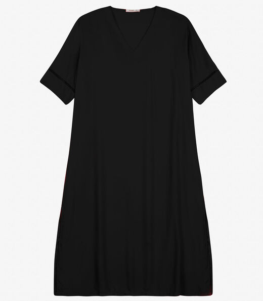 Vestido Manga Curta em Viscose Secret Glam Preto