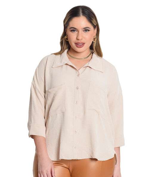 Image_Camisa Manga 7/8 Air Flow Pesado Secret Glam Bege