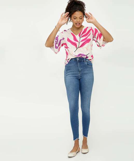 Blusa Feminina Estampa Folhas Manga 3/4 Marisa