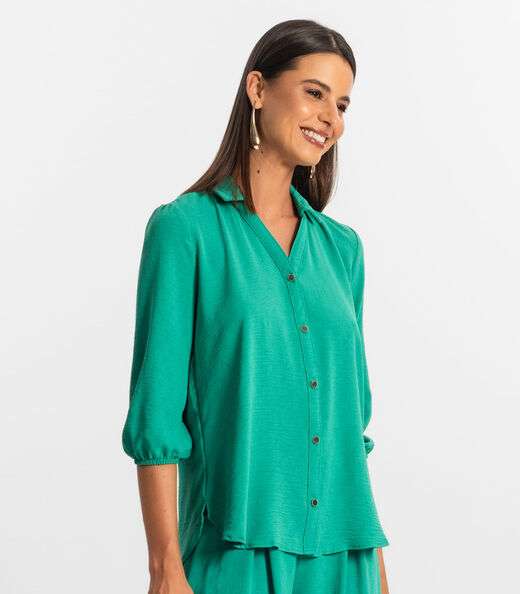Camisa 3/4 Feminina Rovitex Verde