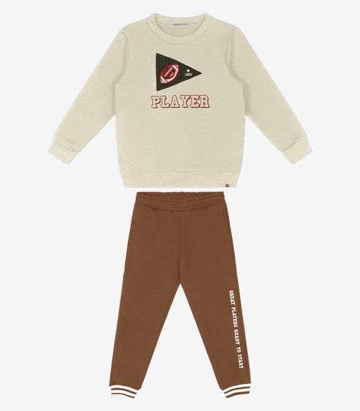 Conjunto Infantil Blusão Com Calça Trick Nick Bege