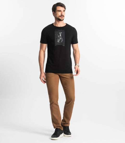 Camiseta Masculina Meia Malha Diametro Preto