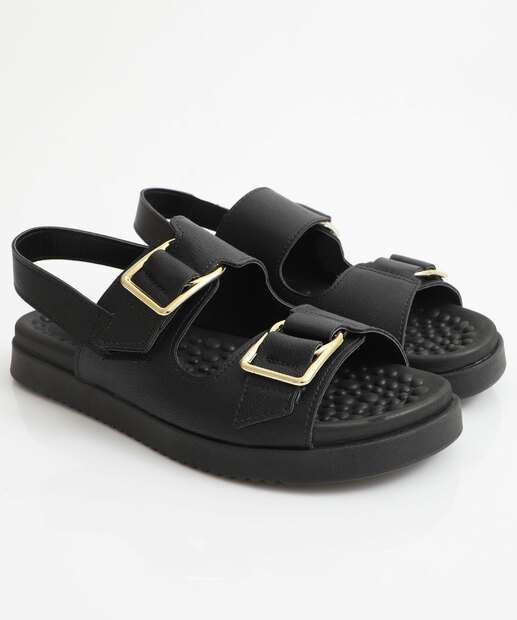Sandália Flatform Feminina Fivela Modare Preto