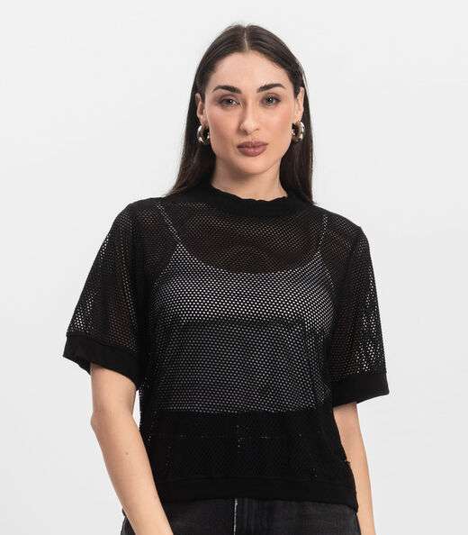 Blusa Feminina Malha Screen Infinita Cor Preto