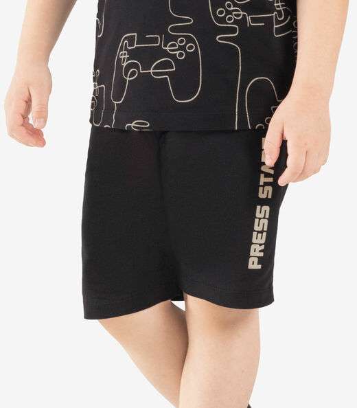Conjunto Infantil Machão Com Bermuda Rovi Kids Preto