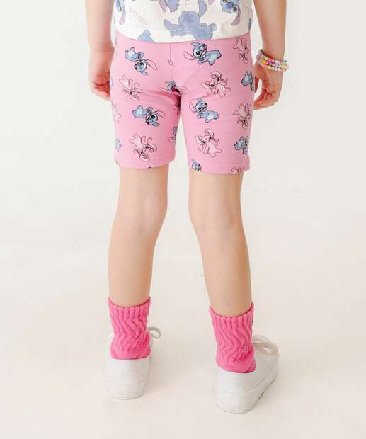 Bermuda Infantil Ciclista Stitch Disney Tam 4 a 10