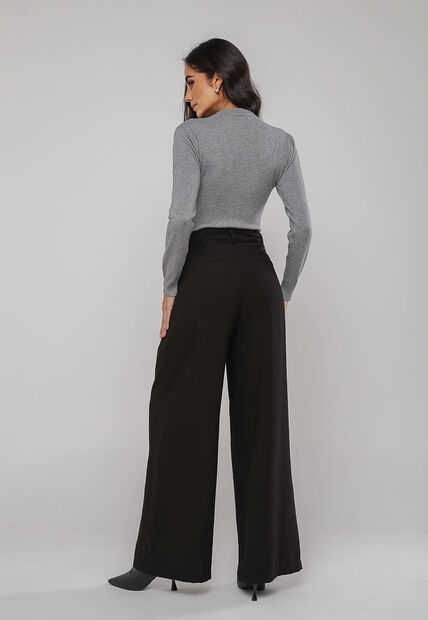 Blusa de Tricot Com Tramas Texturizada Cinza Salvatore