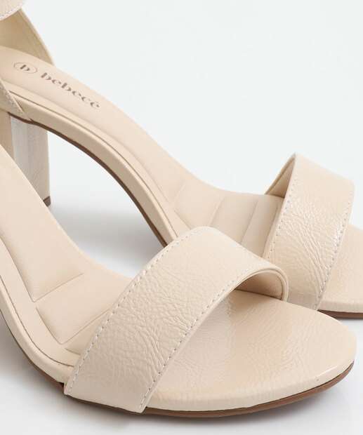 Sandália Feminina Salto Grosso Verniz Bebecê Bege