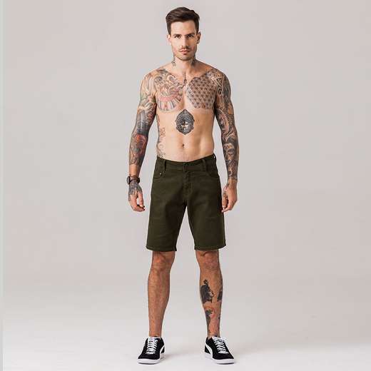 Bermuda Sarja Slim Masculina Street Rock e Soda