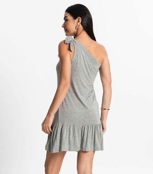 Vestido Feminino Viscolycra Babados Bella Sangos Cinza