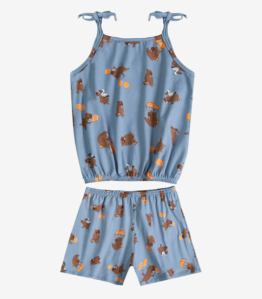 Conjunto Infantil Blusa de Alça e Short Select Azul