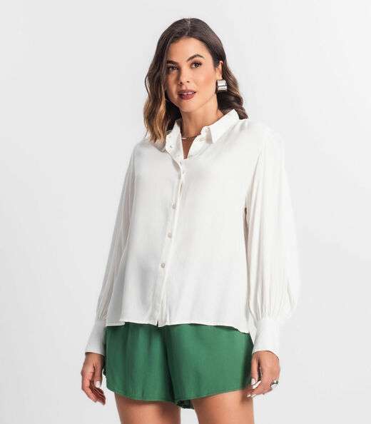 Camisa Feminina Manga Longa Bufante Select Off White