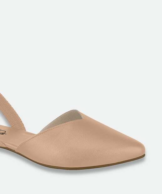 Sapatilha Feminina Slingback Bico Fino Beira Rio Bege