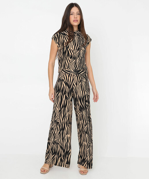 Image_Calça Pantalona Feminina Animal Print Marisa Bege