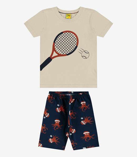 Pijama Infantil Masculino Meia Malha Rovi Kids Bege