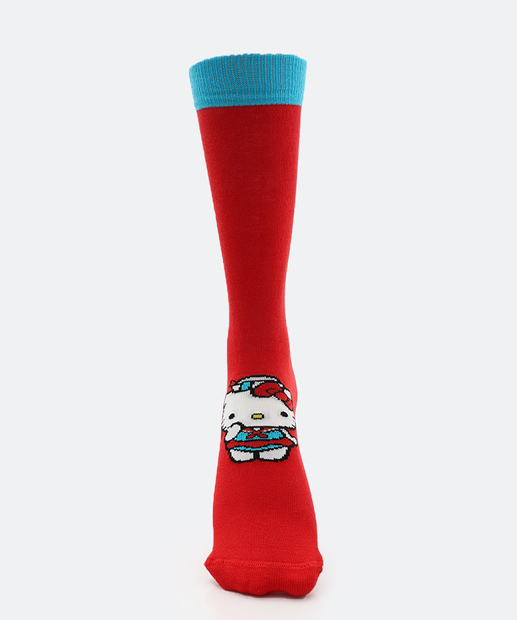 Kit 2 Meias Cano Longo Feminina Hello Kitty Vermelho