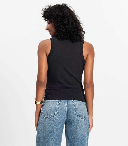 Regata Básica Feminina em Cotton Leve Rovitex Preto