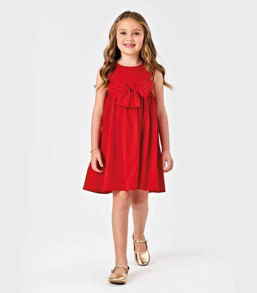 Vestido Infantil Tricoline Com Laço Trick Nick Vermelho