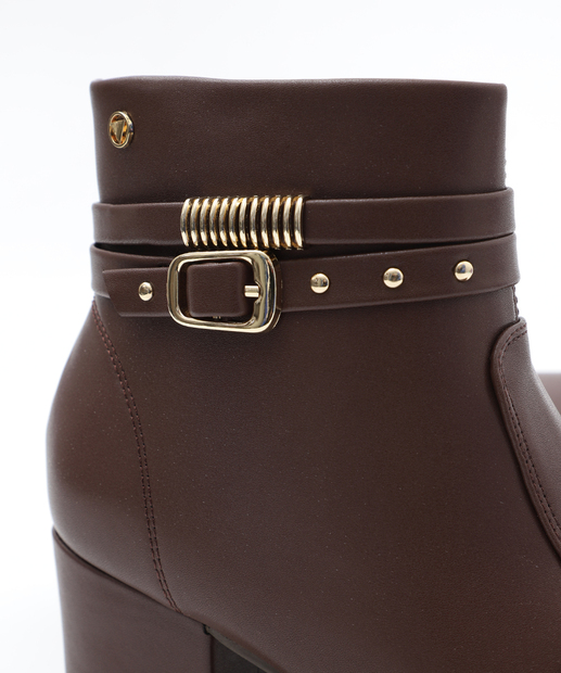 Bota Feminina Cano Curto Salto Grosso Via Uno Marrom