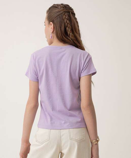 Blusa Juvenil Manga Curta Kuromi Sanrio Tam 10 a 16