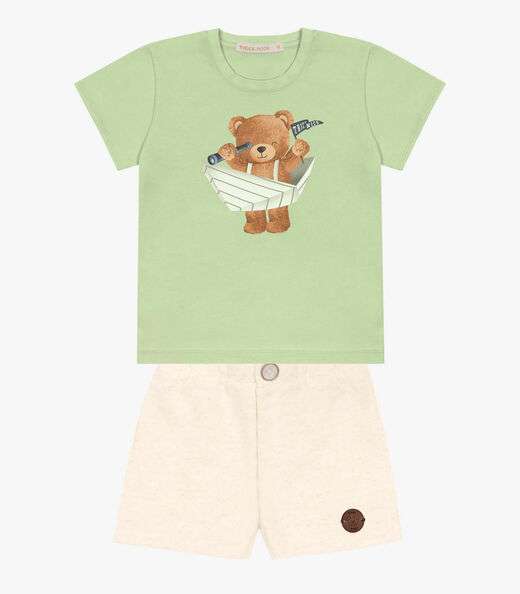 Conjunto Infantil Camiseta Com Bermuda Trick Nick Verde