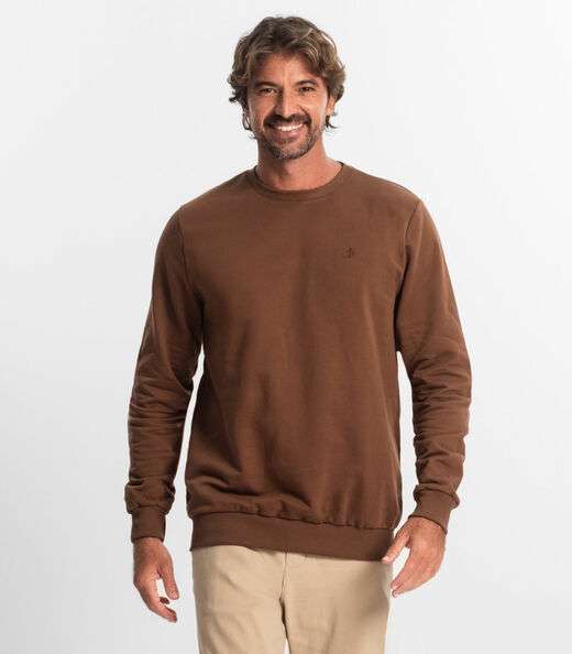 Blusão Masculino Plus Size Moletom Básico Diametro Marrom