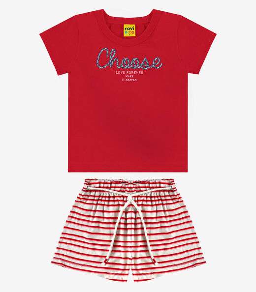 Image_Conjunto Infantil Blusa Com Shorts Rovi Kids Vermelho