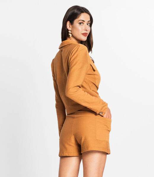 Shorts Saia Feminino Em Moletinho Endless Marrom