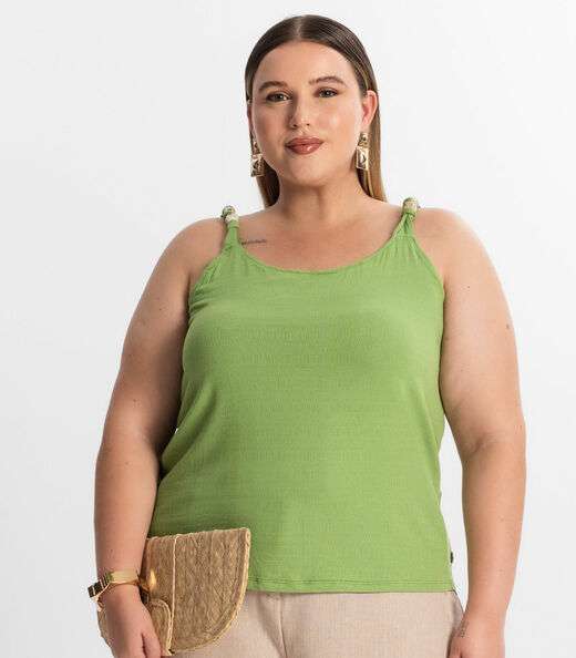 Blusa De Alça Plus Size Secret Glam Verde